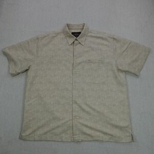 Weatherproof Shirt Mens XL Beige Short Sleeve Button Up Lightweight Rayon Blend